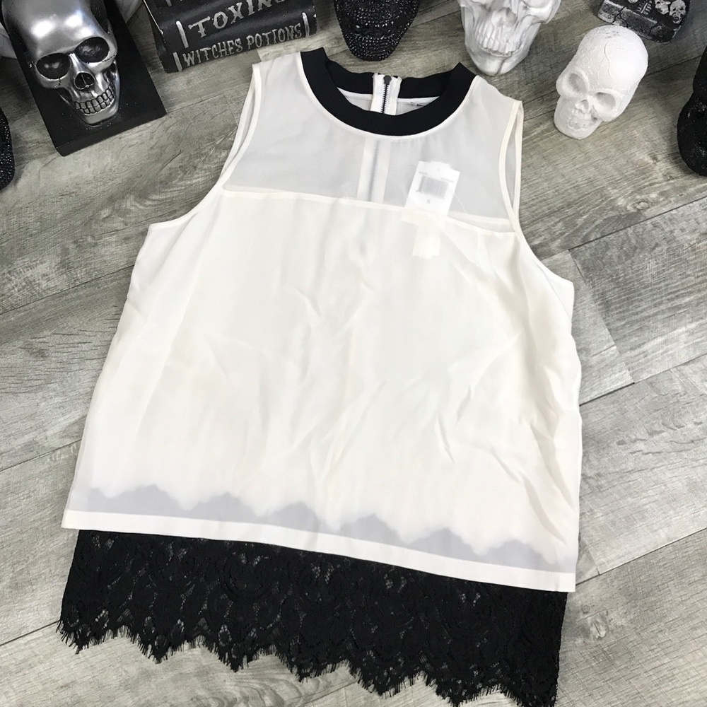 Chelsea and walker white silk lace blouse